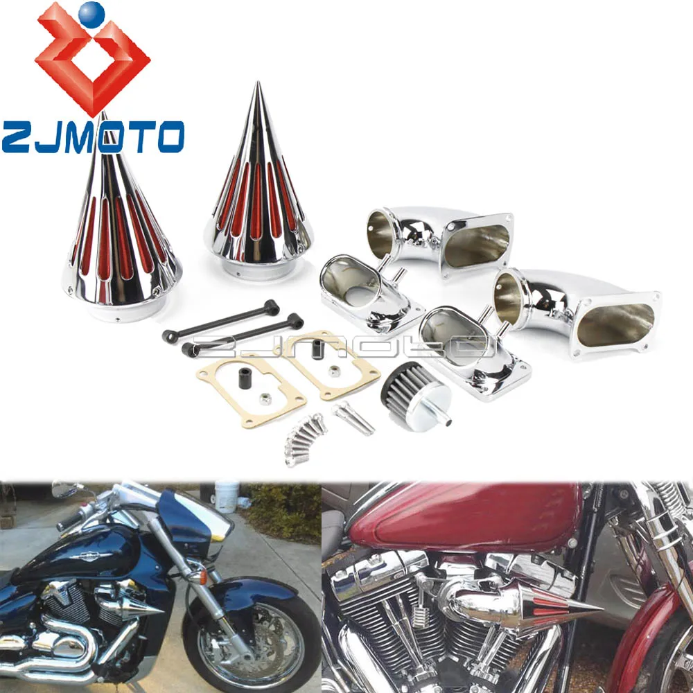 

Motorcycle Cone Spike Air Cleaner Kit Intake Filter For Suzuki Boulevard M109 Accessories Washable Dual Twin Spike Air Filters