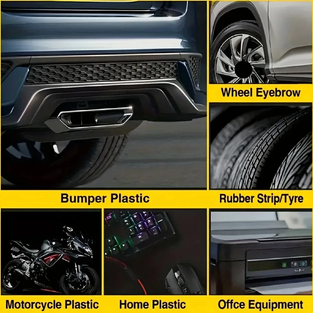 Crema restaurador de plástico y neumáticos negra: evita grietas, restaura el brillo, protección UV para neumáticos de automóviles, bicicletas y motocicletas y pla