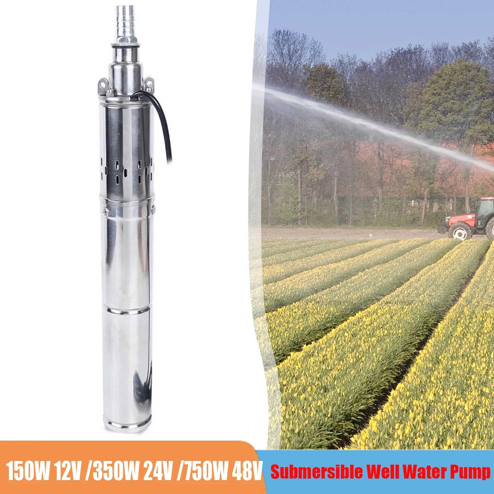 150W 350W 750W 12V 24V 48V 60V 100M Lift Solar Power Water Pump Farm Ranch Submersible Bore Hole Deep Well Pump