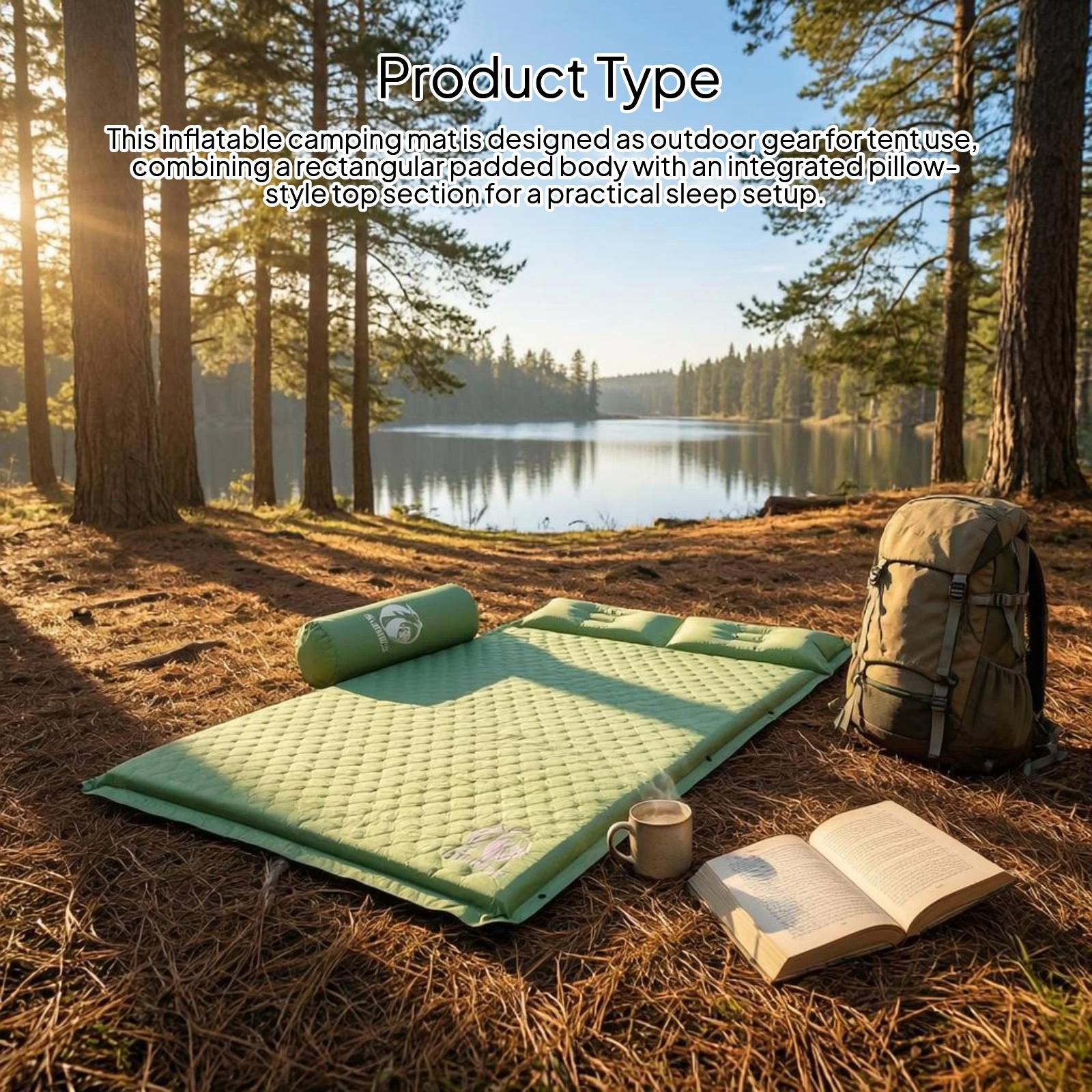 Inflatable Camping Mat Foam Core Camping Air Mattress Inflatable Sleeping Pad Roll-up Storage Air Mattress Mat Compact Compact