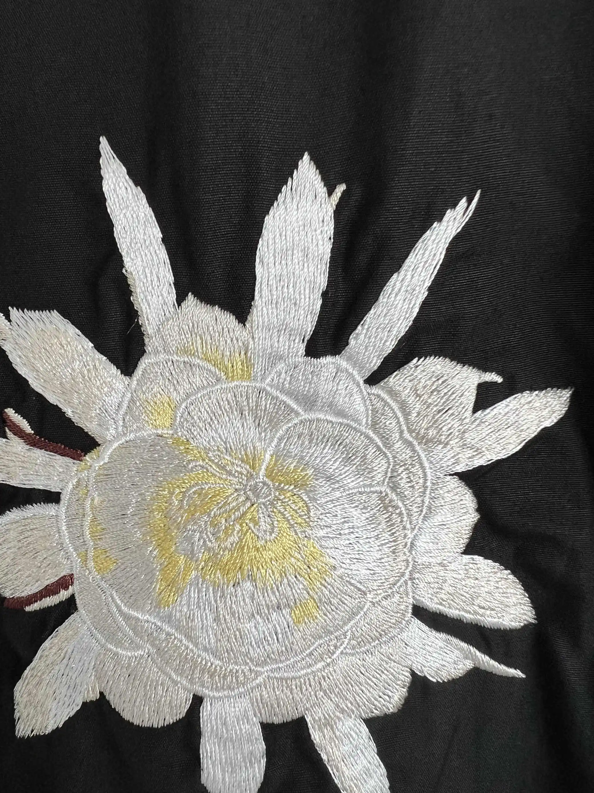 TOP-YAMAMOTO's original design features a Japanese-style heavy industry artistic and dark-themed night-blooming flower embroider