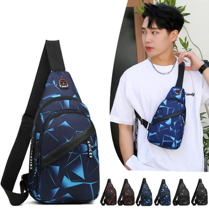 Geometric Print Oxfored Cloth Casual Crossbody Bags Husband Backpack Sports Travel Outdoor Light Lovers Chest Bags Shoulder Bags