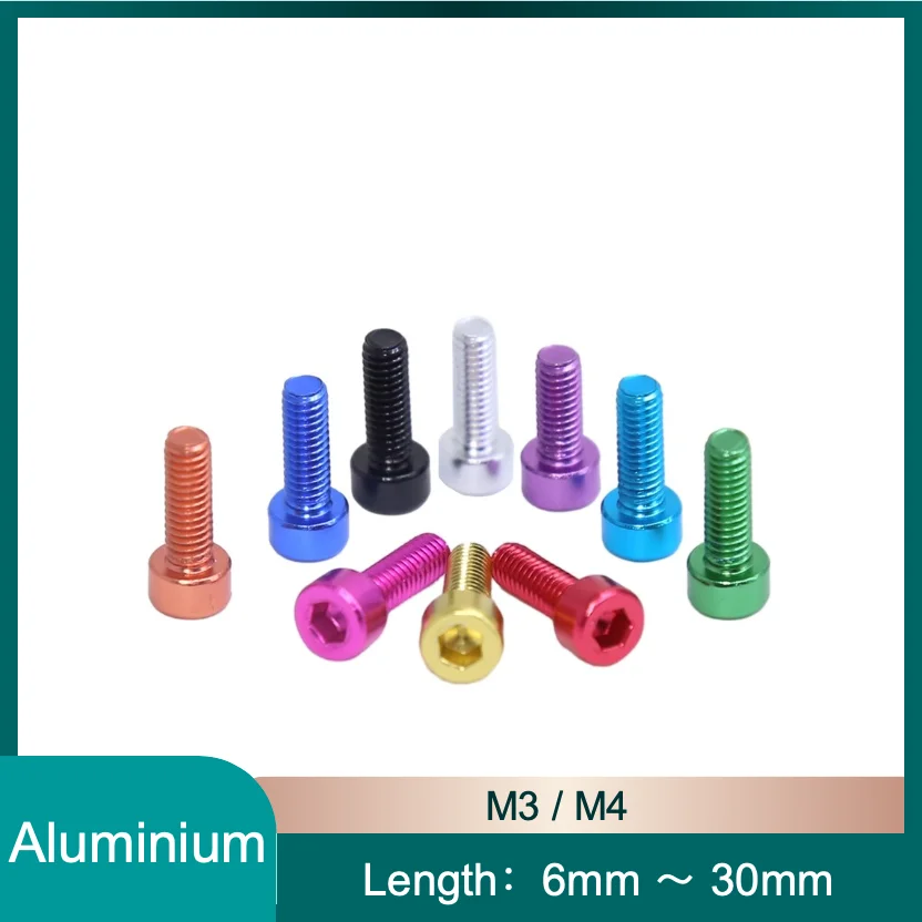 Алюминиевый сплав M3 M4 шестигранные болты с шестигранной головкой, анодированные винты с головкой под торцевой ключ 6-30 мм 2/3/5 шт.