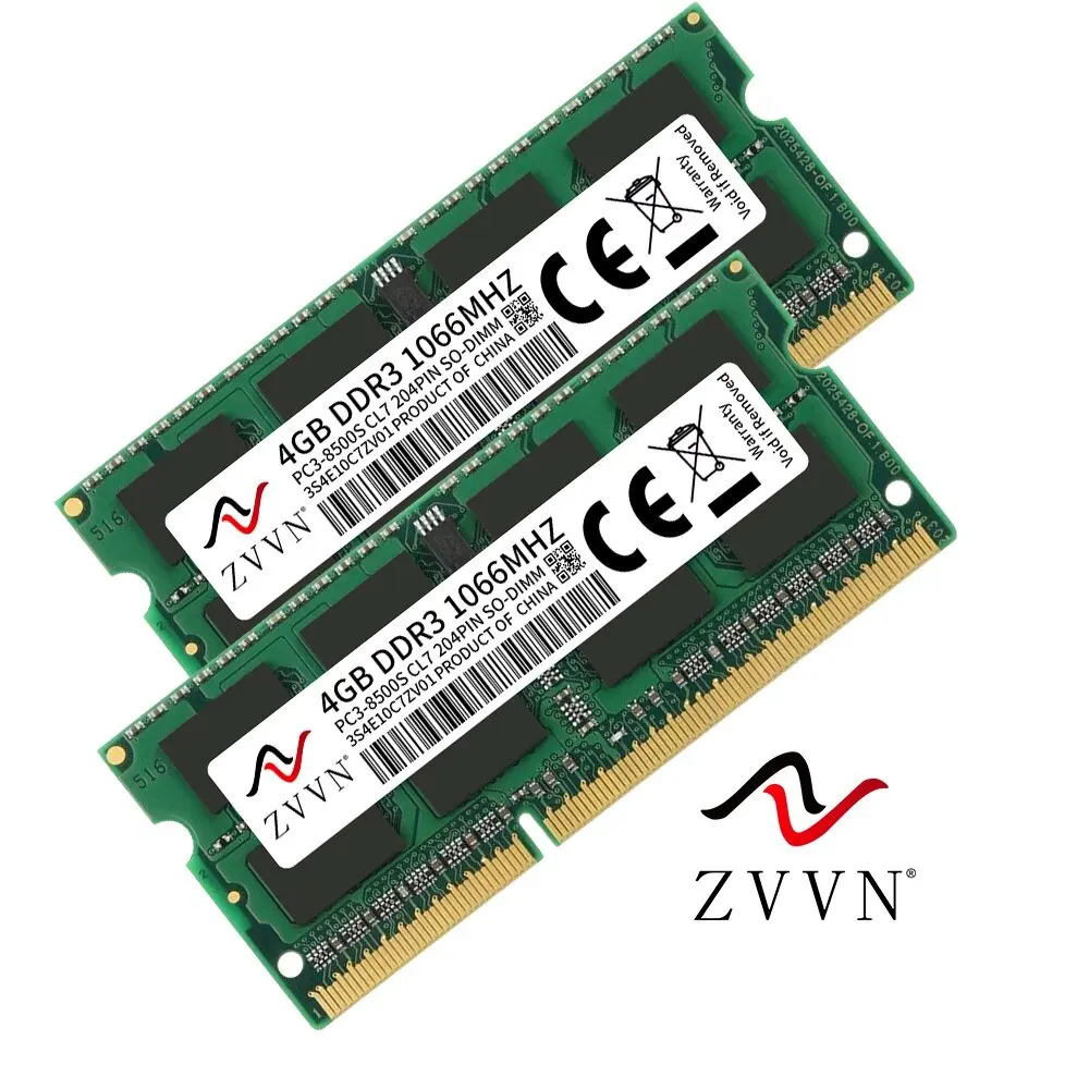 

Комплект ZVVN 8 ГБ (2x 4 ГБ) 204-контактный DDR3 SO-DIMM DDR3 1066 (PC3 8500) Память для ноутбука Модель 3S4E10C7ZV02
