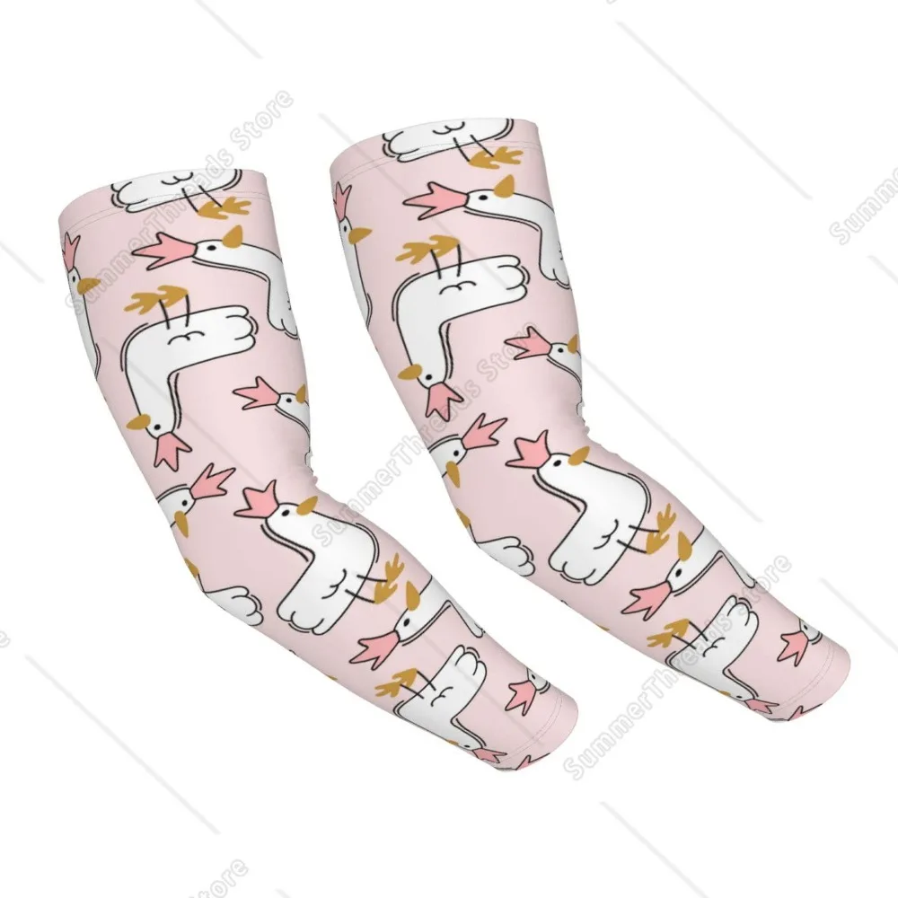 Goose Queen Cooling Sleeves สําหรับ Unsex, ปลอกแขนพร้อมรูนิ้ว, ปลอกป้องกันแสงแดด UV เพื่อปกปิดด้วยซิลิโคนกันลื่น