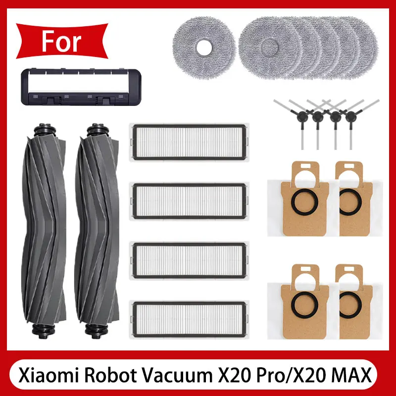 Voor Xiaomi Robot Vacuüm X20 Max/X20 Pro/D109GL/D102GL accessoires Hoofdrol Zijborstel, Hepa Filter, Mop, Stof verzamelde zak