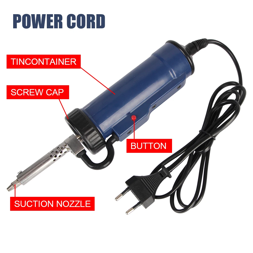 Remove Pump Electric Solder Tin Sucker Portable Automatic New Desoldering Machine with 3 Suction Nozzle ADT03 Vacuum Soldering