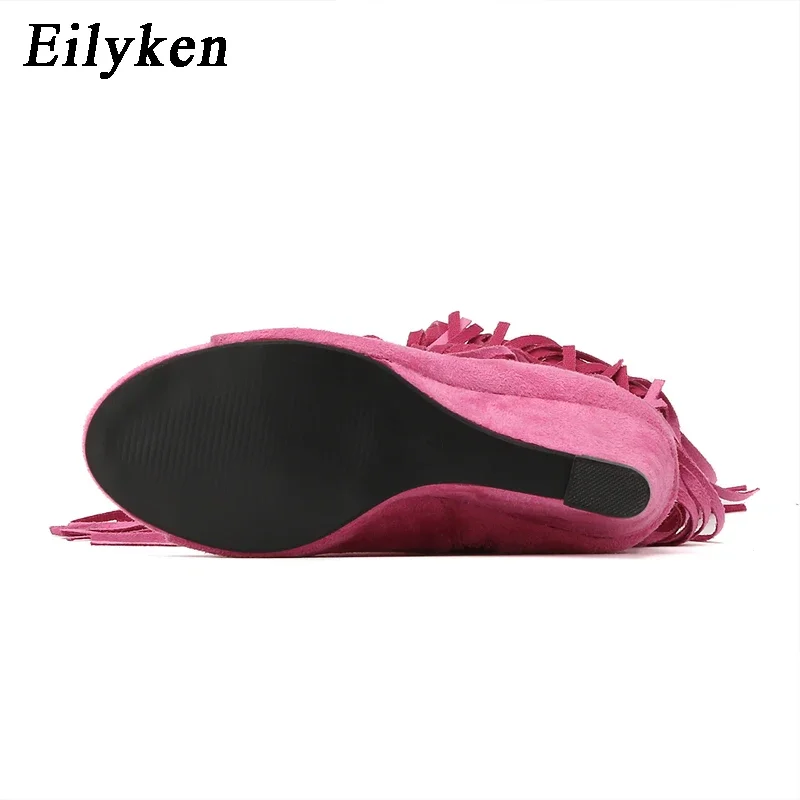 Eilyken Spring Autumn Design FRINGE Wedges High Heels Women Boots Sandals Peep Toe Zipper Banquet Street Style Shoes