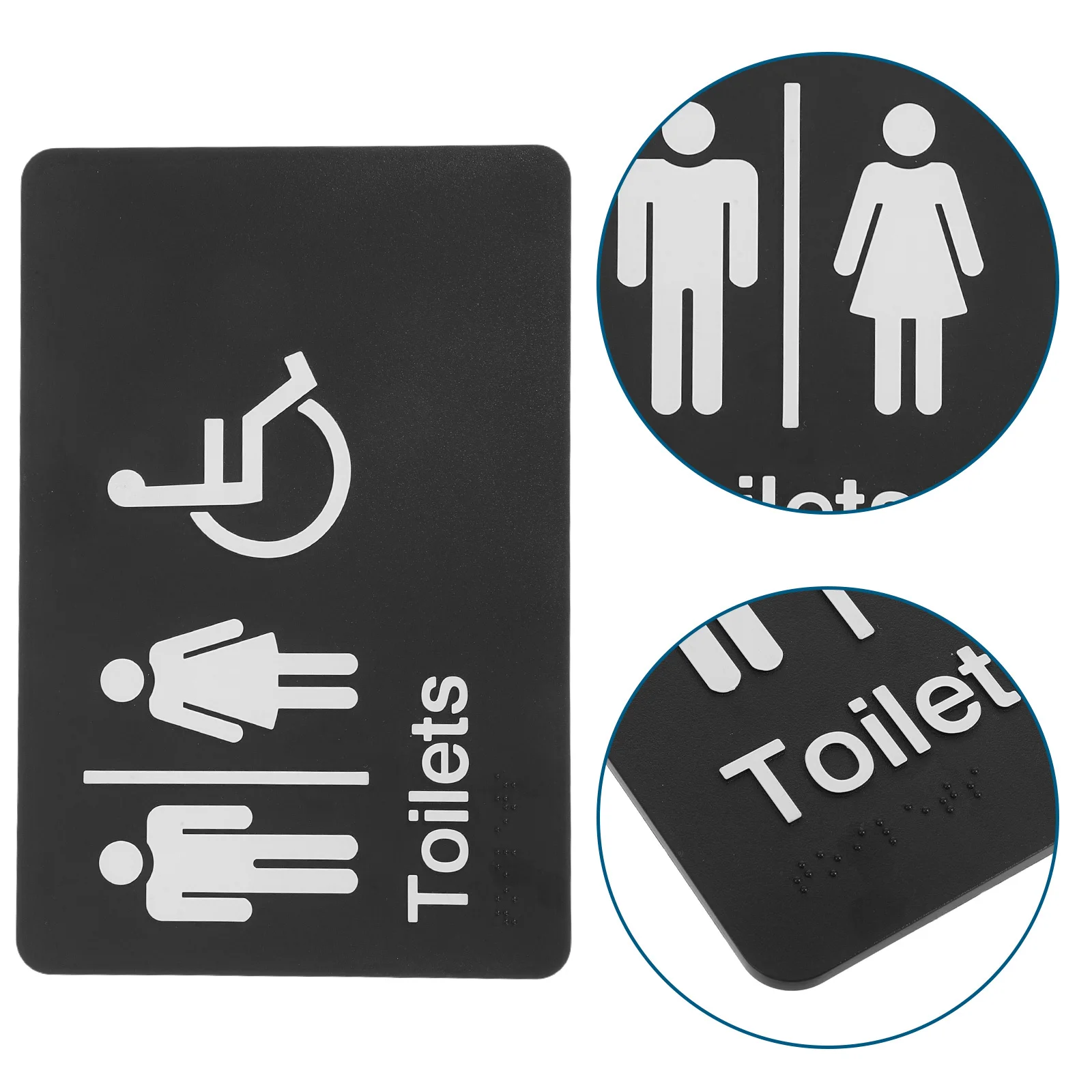 

Self-Stick Braille Toilet Sign for All Gender Restroom Clear Tactile Markings Indoor Outdoor Use Bathroom Wall Signs Unisex
