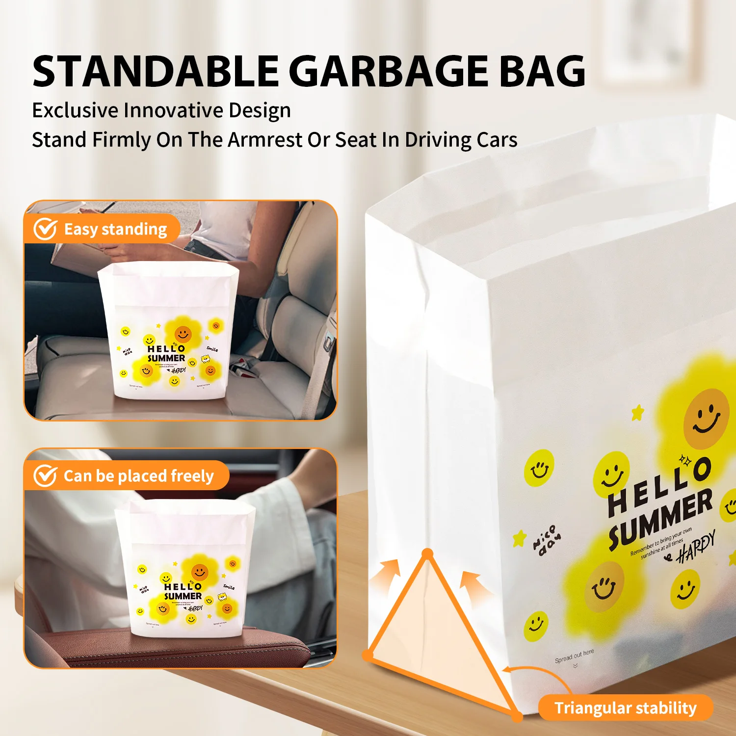 20 PCS Car Trash Bag Disposable Self-Adhesive Garbage Can for Auto Seat Back Hanging Trash Bag Office Kitchen Garbage Storage