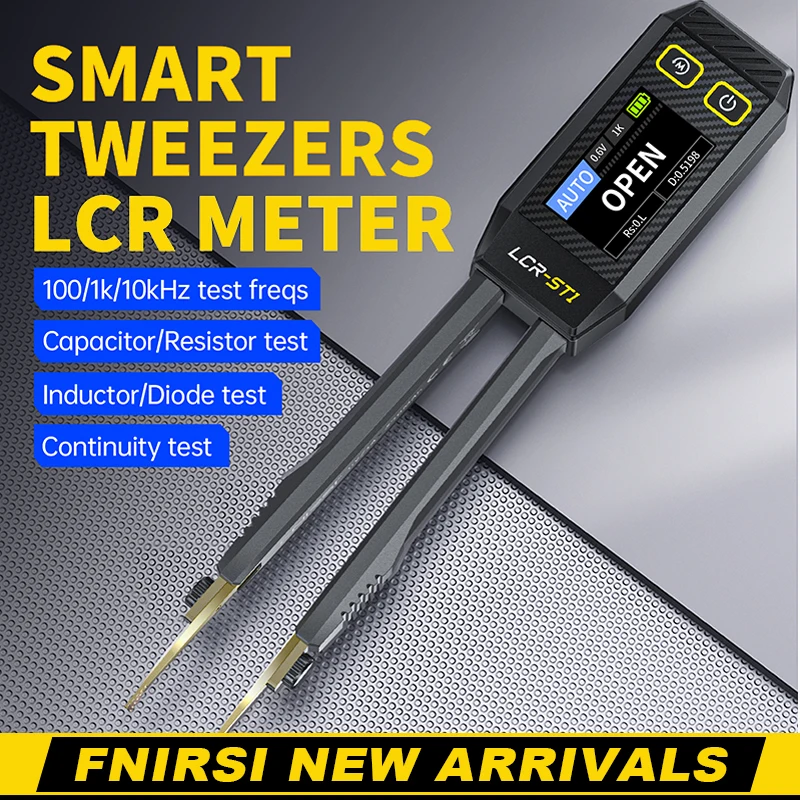 fnirsi mini pinca inteligente lcr smd esr tester resistencia capacitancia indutancia continuidade teste diodo ferramentas de medicao lcr st1 01