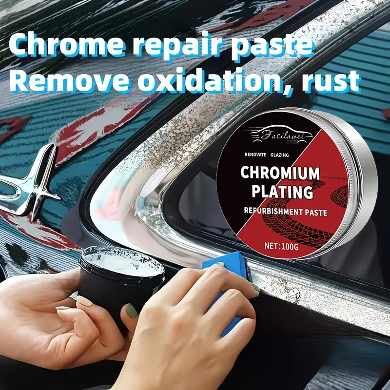 100g Car Chrome Refurbishment Repair Paste for Door Handles Window Trim & Grille Polishing Oxidation Removal Auto Accessory