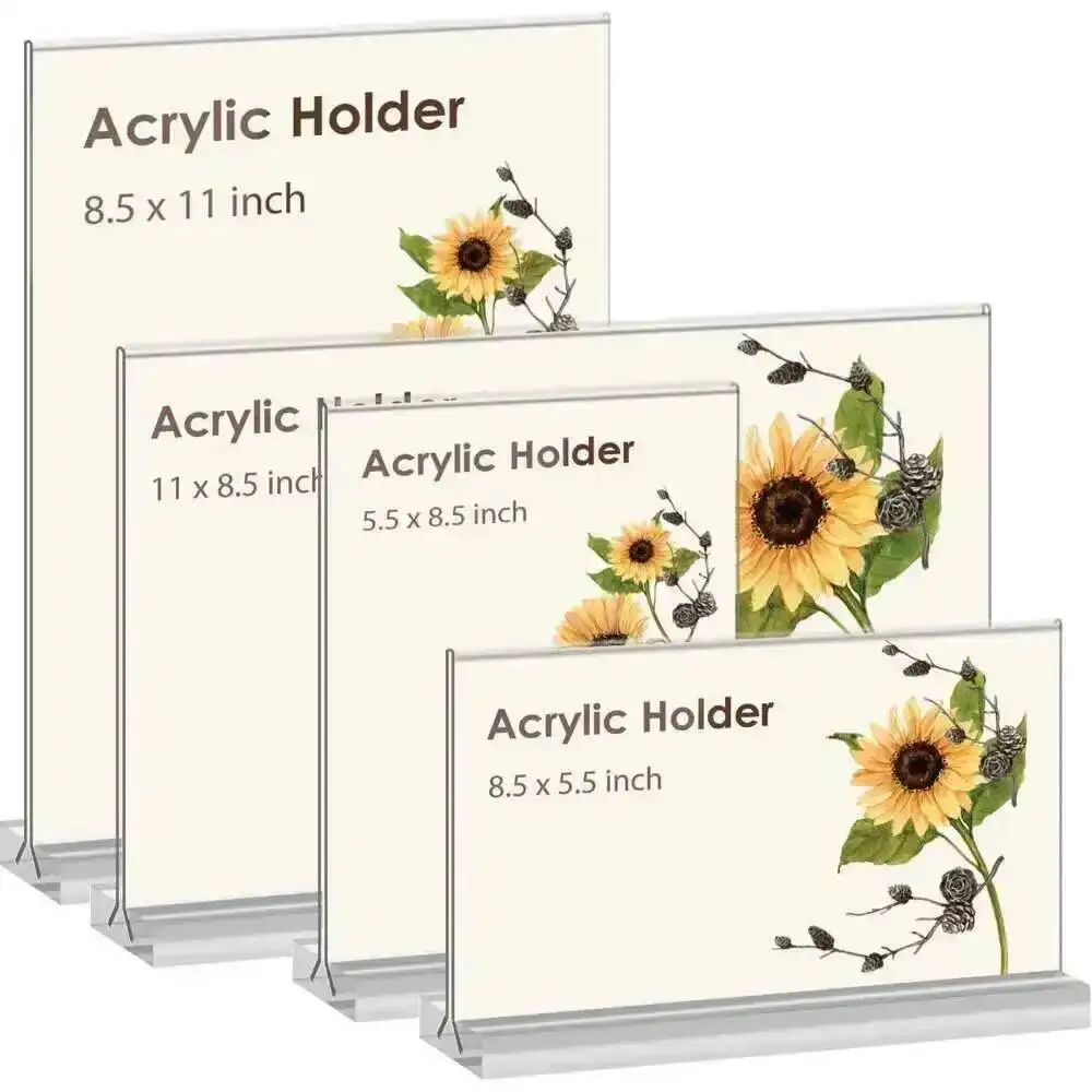 A4 210x297mm Double-Sided Acrylic Sign Holder 8.5 x 11 Inches Clear Restaurant Desktop Table Menu