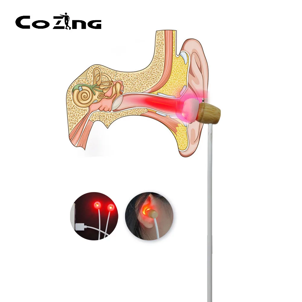 Tinnitus Earplug Otitis Media Laser Therapy Ear Canal Laser Physiotherapy Line 650nm Wavelength Physiotherapy Instrument