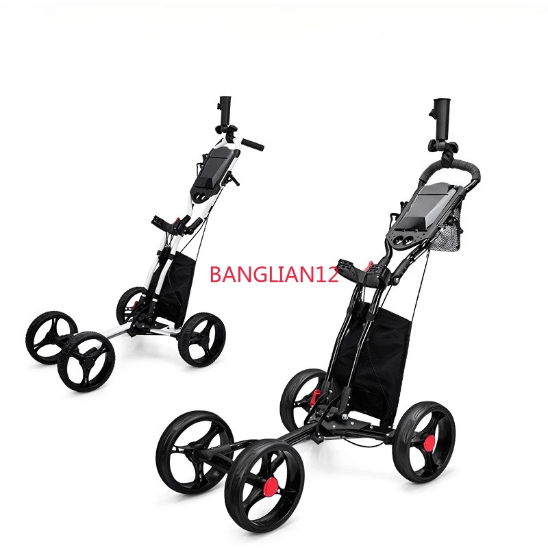 

Golf foldable four-wheel ball chartered cart, trolley umbrella stand, water bottle holder