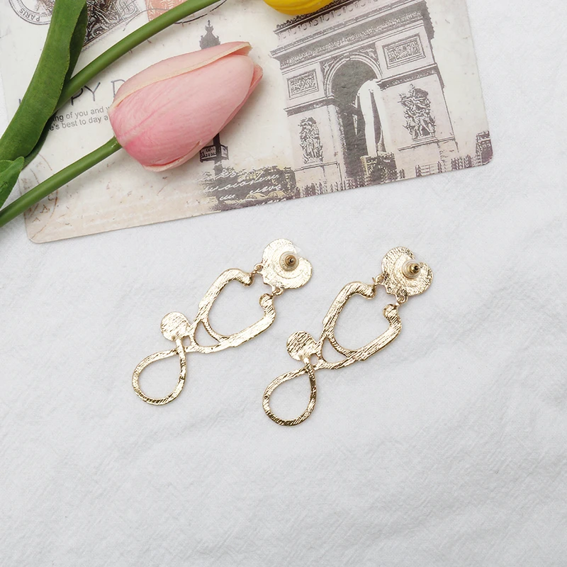 Pendientes de la película Greys Anatomy Thmem, aretes con incrustaciones de diamantes de imitación, colgante con forma de estetoscopio, joyería, regalo de Cosplay, amigos