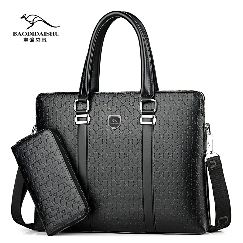 

Baodi Kangaroo Men's Handbag Briefcase Business Computer Bag Shoulder Crossbody Hand Bag Cross-Border Supply1905