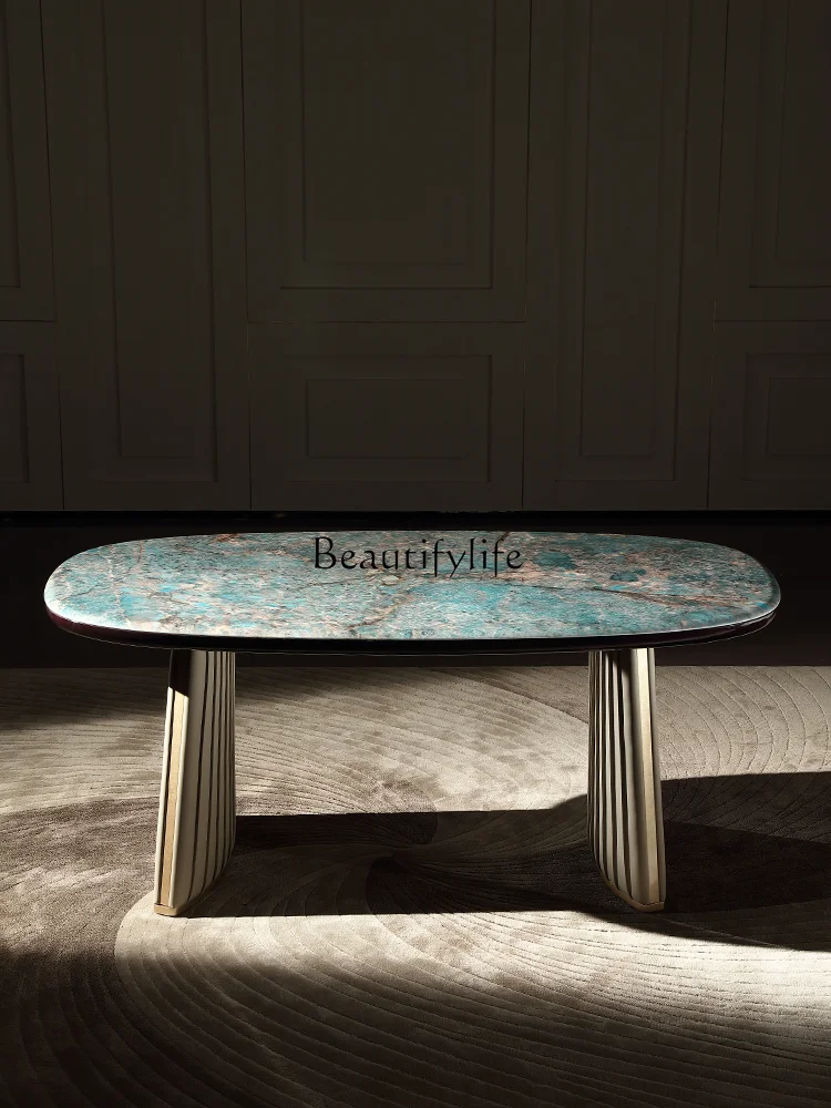 

Modern Italian Marble Dining Table and Chair Oval Home Dining Table