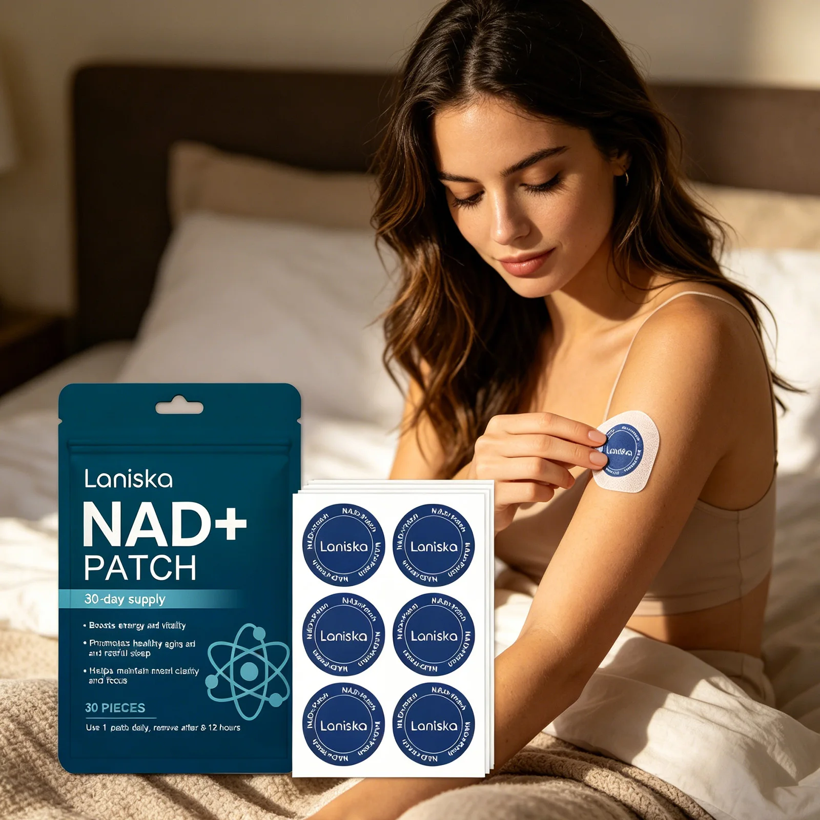 Laniska NAD Patches Energy Boost Metabolism Improve Sleep Transdermal Patches Maintain Mental Clarity Healthy Body Care Patches