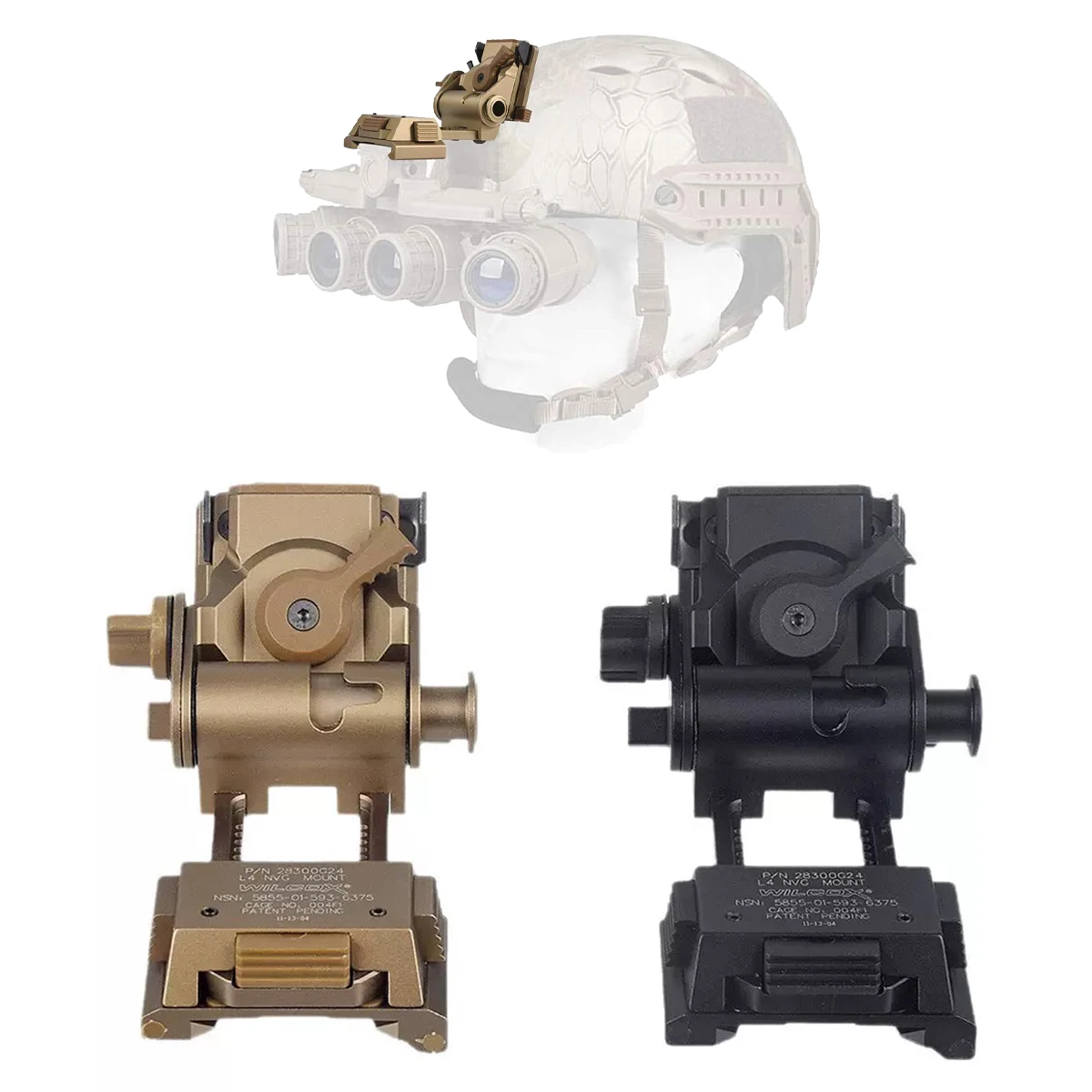 Metal/Nylon L4G24 NVG Helmet Mount Holder Night Vision Goggles Outdoor Sport Tactical Helmet Bracket Adapters for PVS15 PVS18