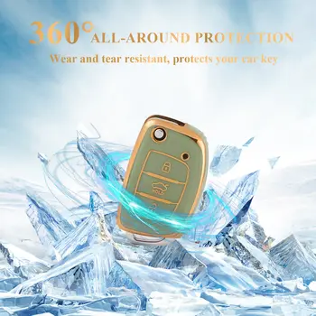 Skládací pouzdro na klíč od auta s 3 tlačítky a TPU pro Hyundai Sonata Ix35 IX45 IX25 I10 I20 I30 HB20, pouzdro na klíčenku, autopříslušenství 8 nejlepší prodej Pouzdro na klíčenku Toyota - №8