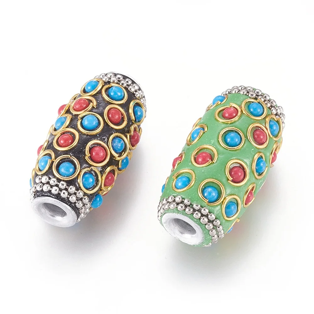 PandaHall 5pcs Handcrafted Indonesian Oval Beads  32x16.5-17mm for Jewelry Making Crafts