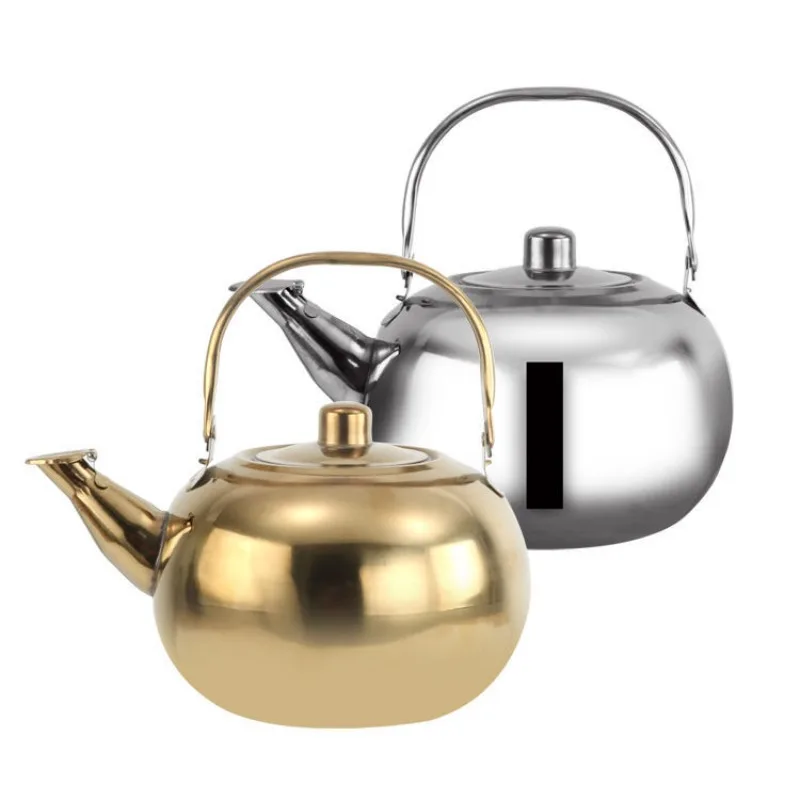 Stylish Stainless Steel Teapot Set, Gold/Silver Tea Maker with Lid, Multi-use Water Pot for Coffee, Tea & Hot Water,Kitchen Gift