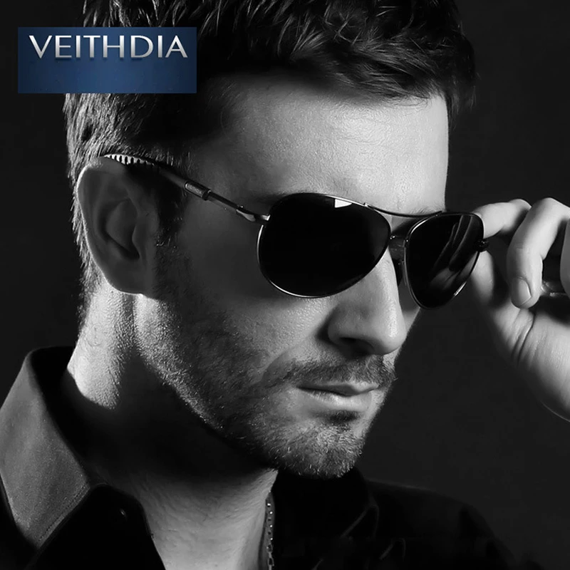 VEITHDIA, recién llegado, gafas de sol de moda, gafas de sol clásicas de diseñador piloto polarizadas UV400, gafas deportivas para exteriores para hombre FA30880