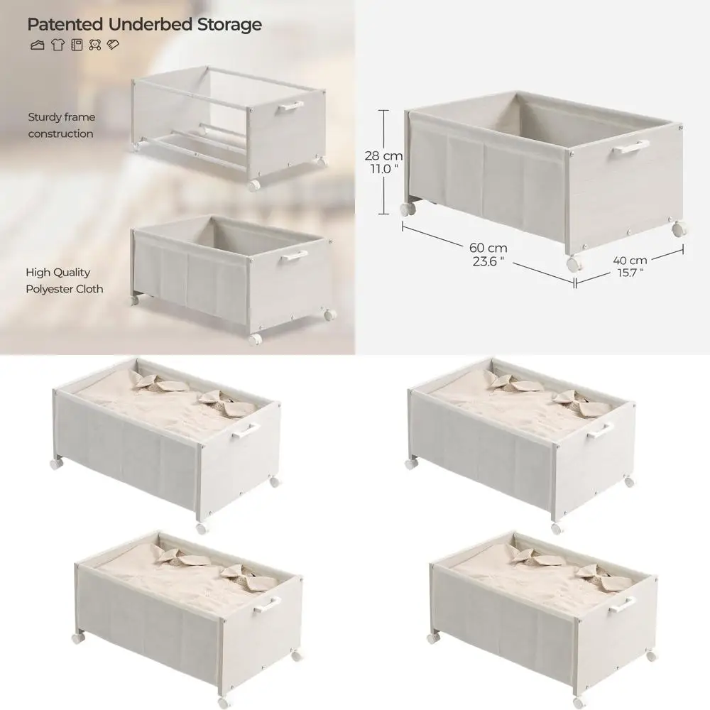 

White 70L Rolling Wooden Underbed Storage Box with Wheels for Space-Saving Shoe Storage