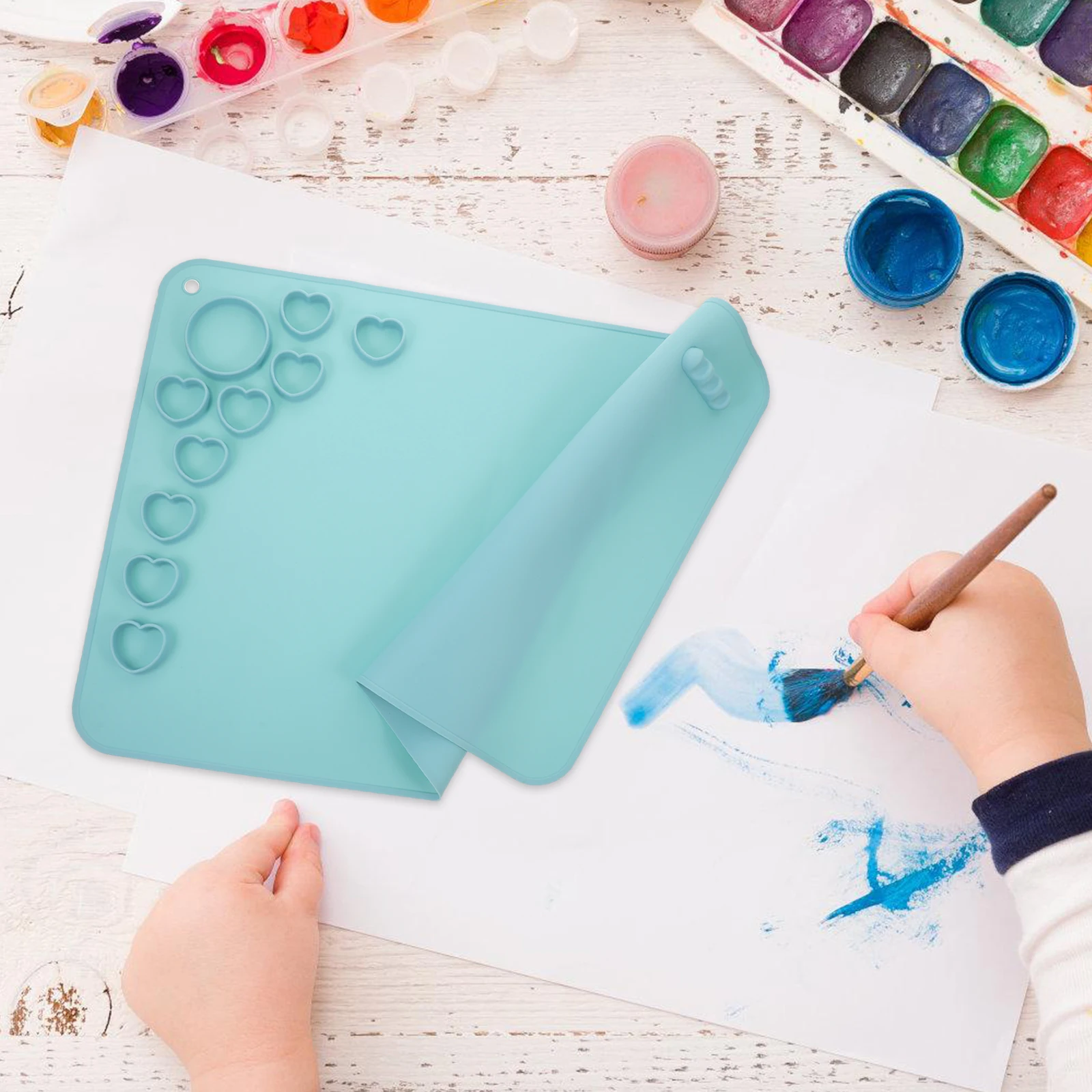 

Kids Paint Silicone Drawing Mat Painting Graffiti Sky-blue Silica Gel Craft Student