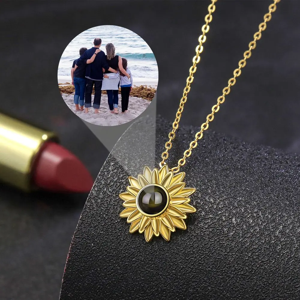 925 Sterling Silver Personalized Custom Photo Necklaces Projection Photo Necklace for Women Jewelry Mother's Day Memorial Gift