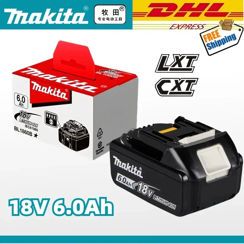 

DHL Ship With Charger 18V BL1860 Rechargeable Battery 6.0Ah Lithium Ion for Makita 18v Battery 6Ah BL1850 BL1880 BL1860B LXT400