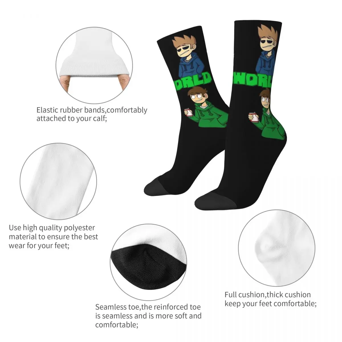 Eddsworld Anime Cartoon Socks for Women Men Merch All Seasons Super Soft Middle Tube Socks Sweat Absorbing