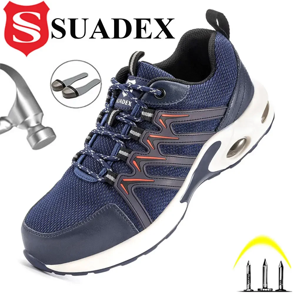 SUADEX Air Cushion Steel Toe Shoes Men Lightweight Work Safety Sneakers Industrial Construction Breathable Safety Toe Work Boots