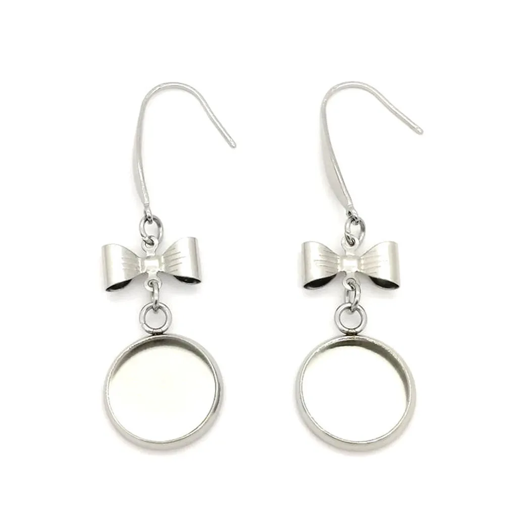 

20Pcs Earring Base Trays Metal DIY Jewelry Craft Supplies Stainless Steel Blank Discs for Handmade Earrings 18Mm Silver Trays