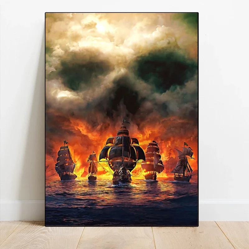 Fantasy Ship Collection Art Posters and Prints Retro Pirate Ship Art Canvas Painting Wall Art Picture for Living Room Home Decor