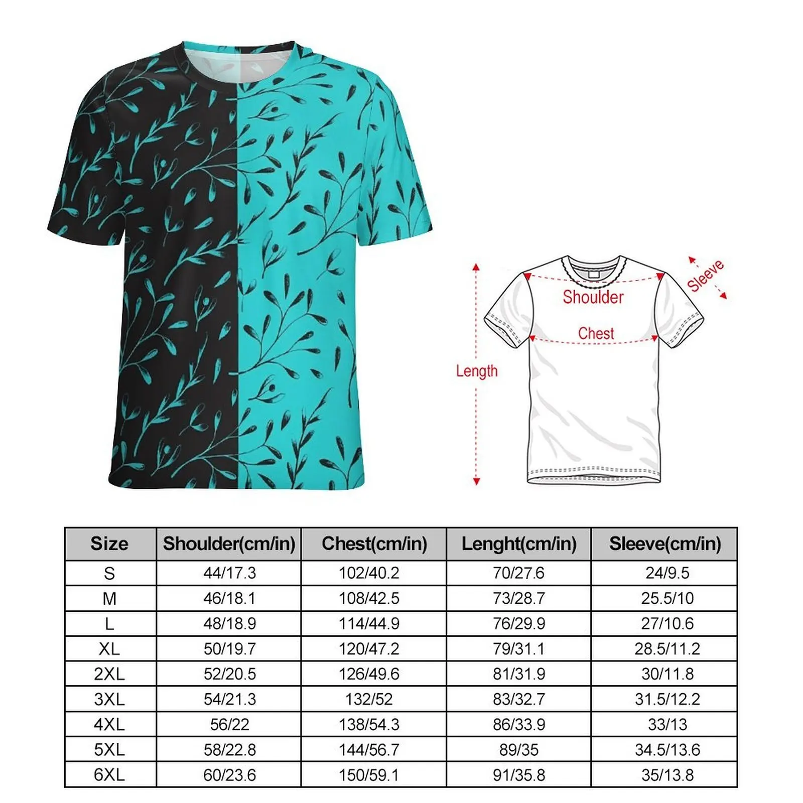 Premium T Shirt Two-Tone T Shirts Leaf Vine Floral Funny Trending Tee Shirt For Man Short Sleeve Graphic Big Size Clothes