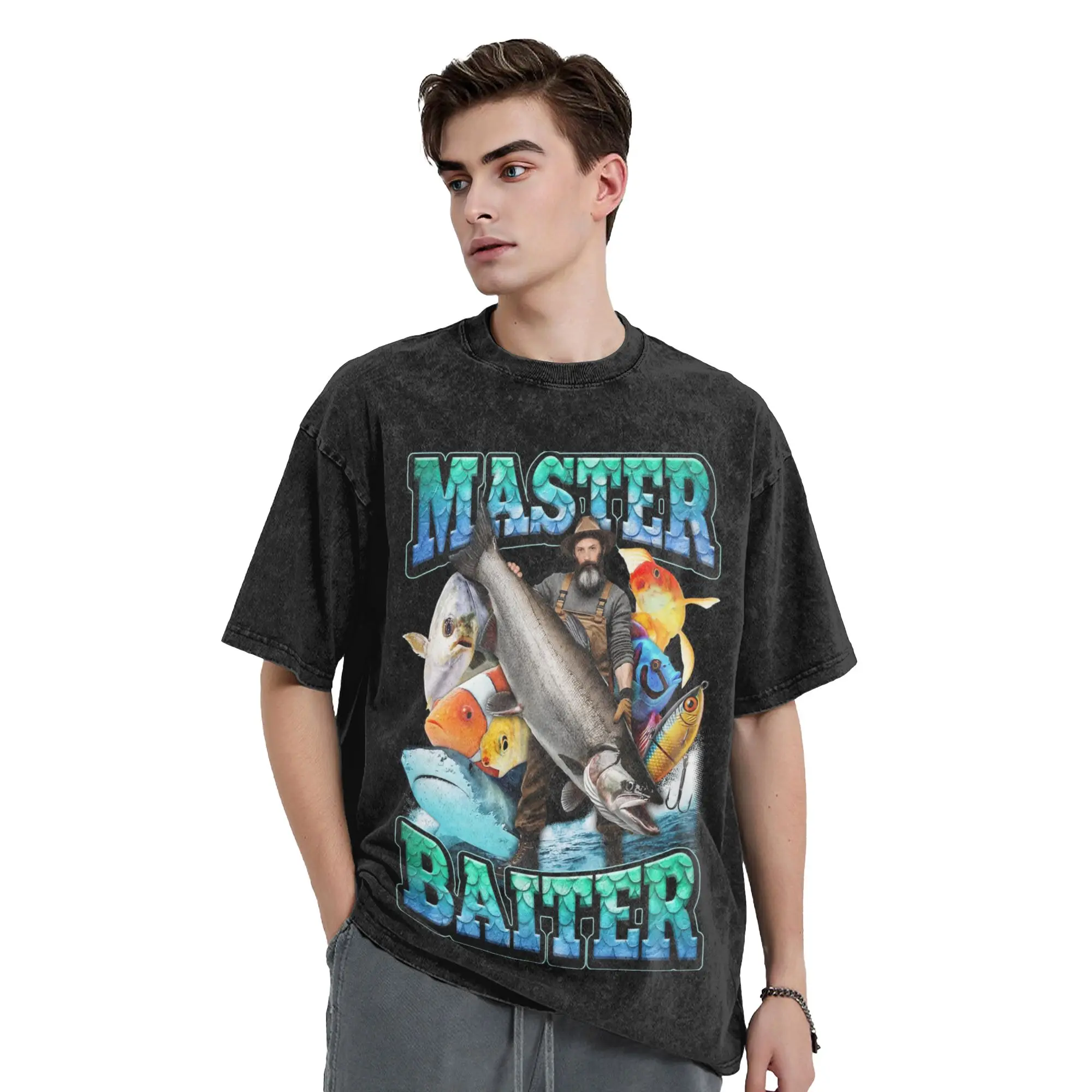 Washed T Shirt Master Baiter Hip Hop Vintage T-Shirt Oversize  Streetwear Short Sleeve Graphic Tops Tee Shirt for Men Women