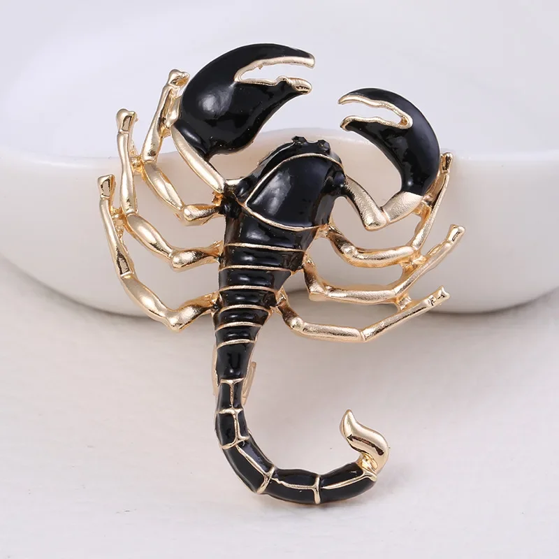 Dmari Women Men Brooch Enamel Golden And Silver Color Scorpion Lapel Pins Metal Badge Daily Accessories Jewelry For Clothing