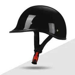 KEAZ Flat Black German Style Motorcycle Halley Helmet for Adult Men Women Classic Moped Open Face Helmet for Cruiser Choppe