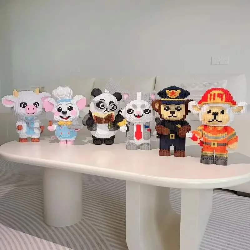 

30cm New Monkey Police Building Blocks 3D Model Children's Puzzle Toy Birthday Gift High Difficulty Building Block Ornament