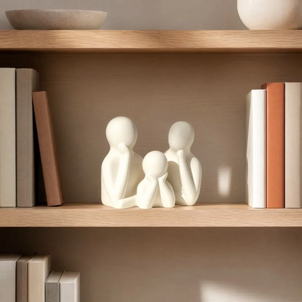 Couple Embracing Sculpture Abstract Family Sculpture Plastic Resin Minimalist Figure Statue Modern 3D Printed view 3
