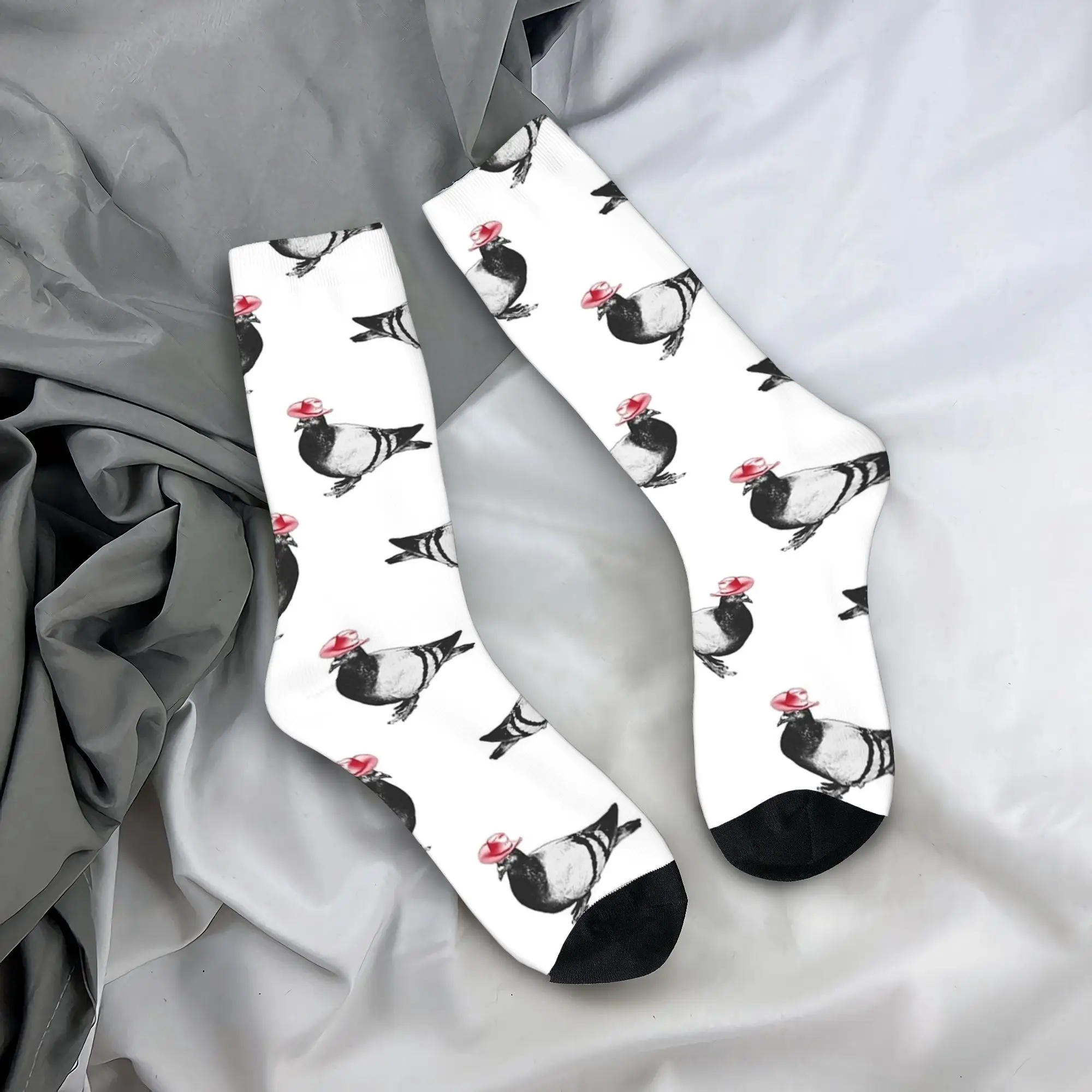 Pigeon in a Cowboy Hat Socks  Design Stockings Non Slip Adults Men Socks Warm Soft Winter Trendy Skateboard Socks