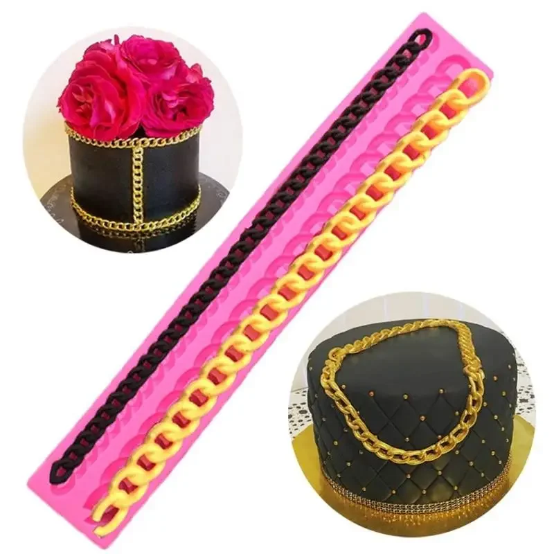 Diamond Silicone Fondant Chain Mold Purse Bag Cake Decorating Gum Pastry  Chocolate Clay Mould   Tools