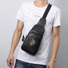 Men's Hand Drawn Pattern Cross Chest Bag Style Genuine Leather Chest Casual Shoulder Personalized Hand-painted Wukong Men's Bag