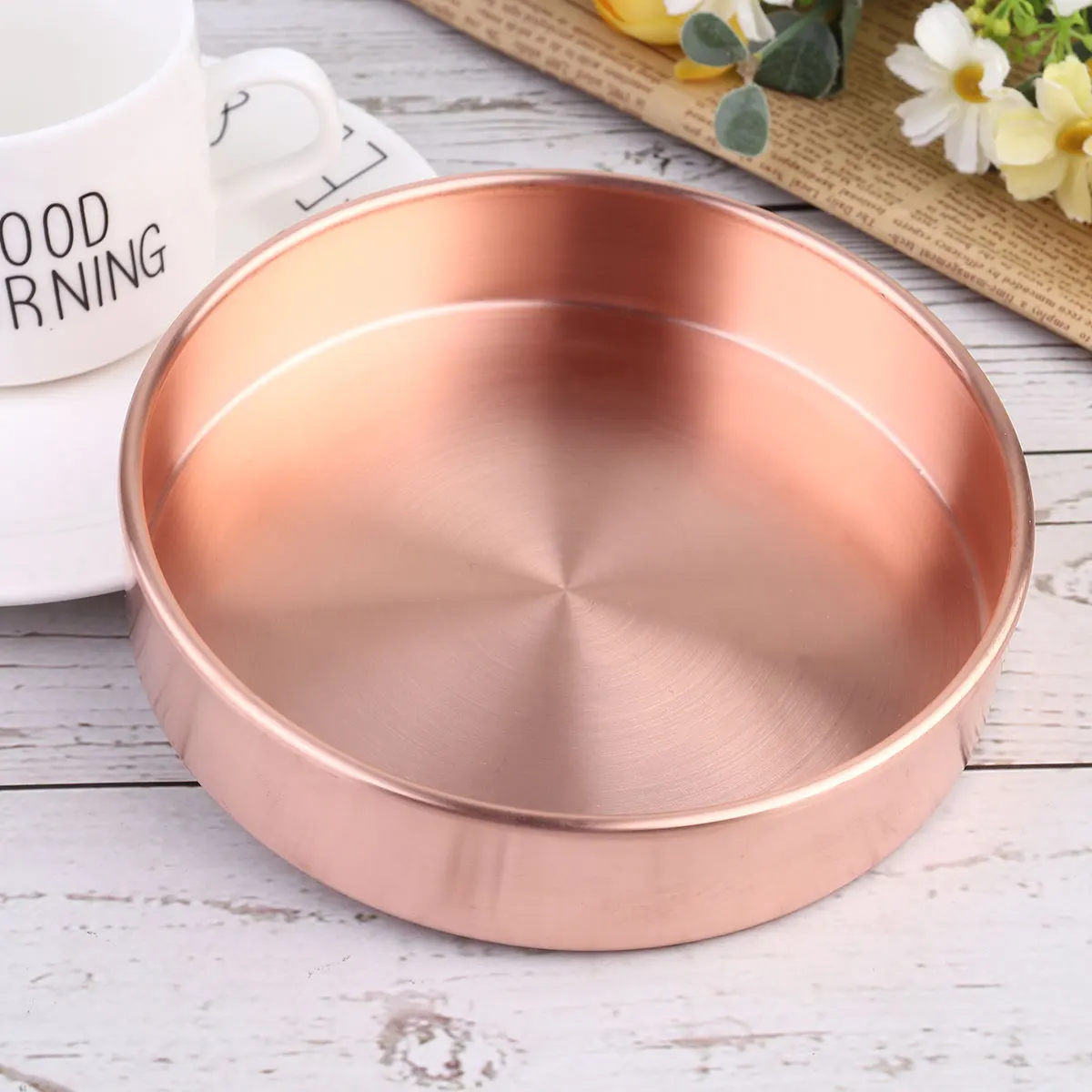 

Copper Jewelry Tray 14cm Round Storage ganizer Plate for Rings Necklaces Earrings Bracelets Desktop Decorative Metal Display