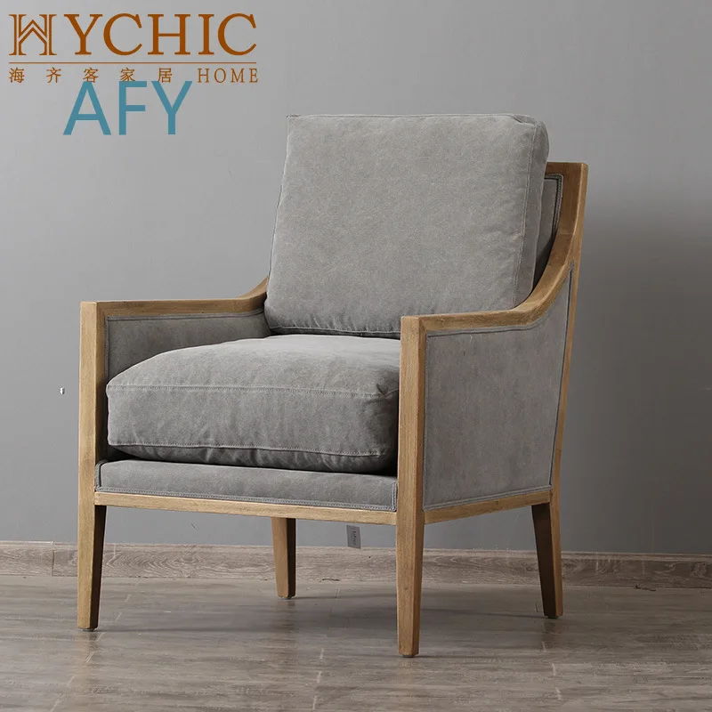 Danish Designer Single Sofa Chair for Nordic Minimalist Living Room Solid Wood Leisure Armchair with Footrest Backrest