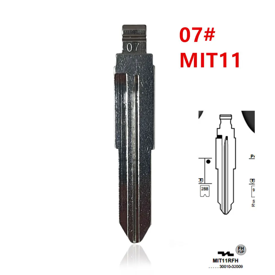 Lame de clé à distance vierge non coupée en métal pour Mitsubishi, Keydiy, KD, Xhorse, VVDI, JMD, MIT11, MIT11R, 07 #, 10 pièces