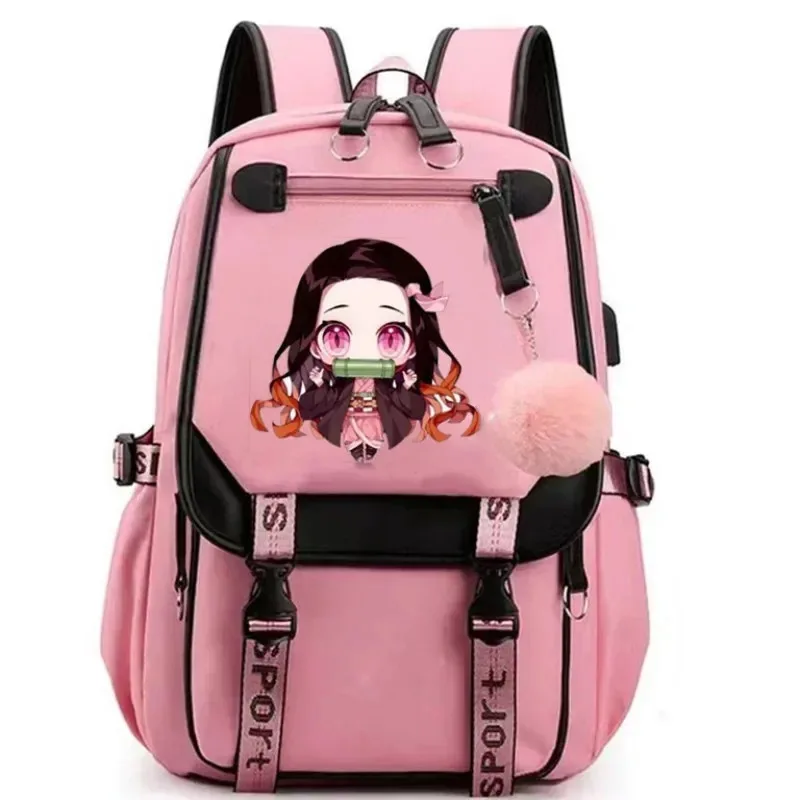 Sky05 Anime Kamado Nezuko Cosplay Unisex Students School Bag Backpack Cartoon Bookbag Laptop Travel Rucksack 99JIu@