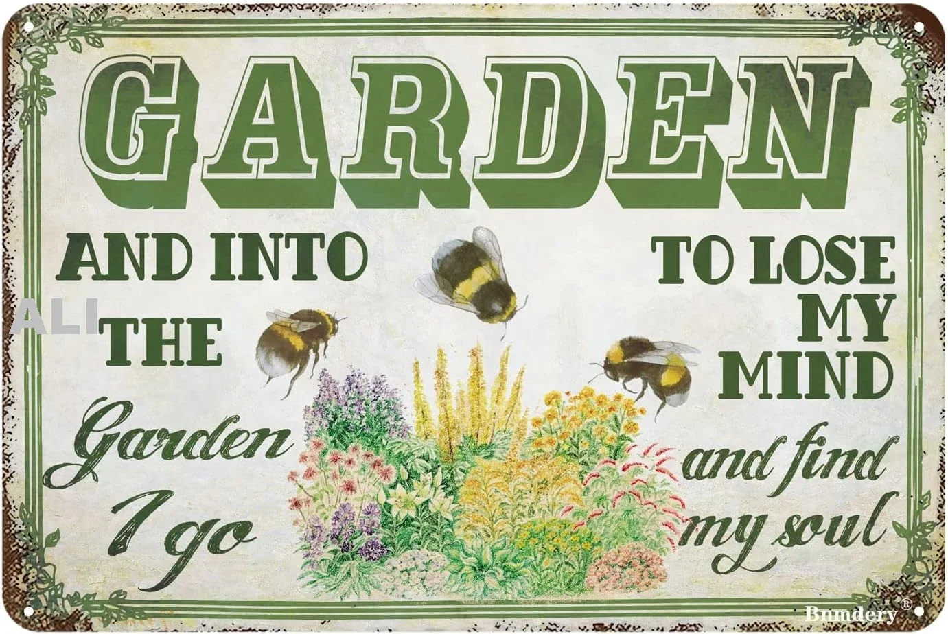 خمر حديقة معدنية تسجيل ريفي ديكور الرجعية تسجيل المنزل المطبخ بار مقهى نادي كهف زهرة الفن تسجيل جدار ديكور النحل تين تسجيل 8x1 PP